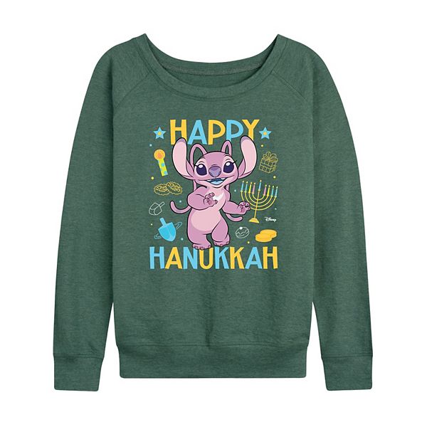 

Женская футболка Lilo & Stitch Happy Hanukkah Angel French Terry с длинным рукавом Disney, Heather Juniper