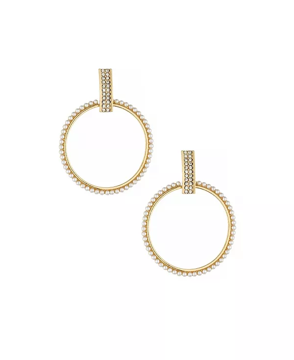 

Серьги-Кольца с паве и искусственным жемчугом, позолоченные 18 карат Ettika, gold