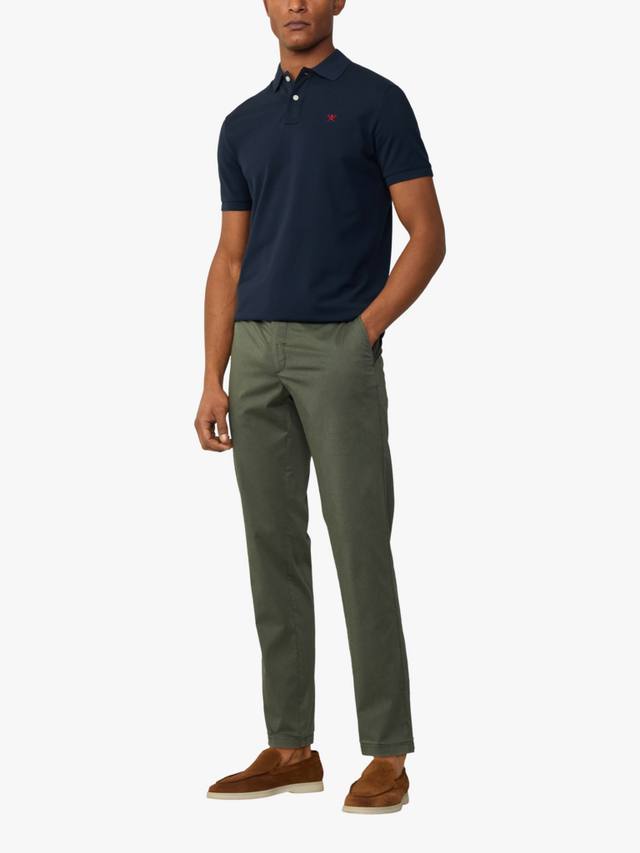 

Хлопковая пике поло с облегающим кроем Hackett London, Navy