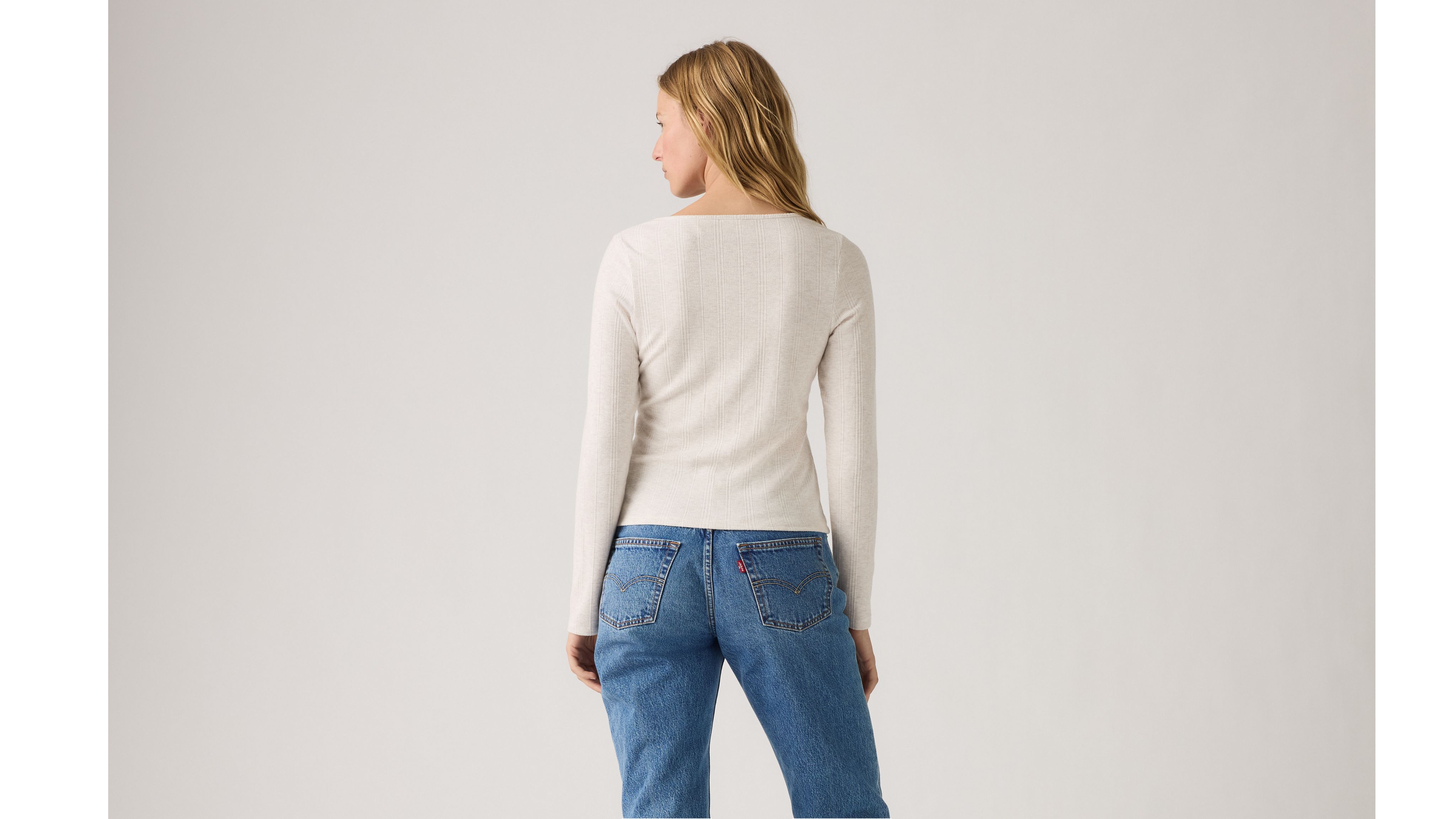 Женская супермягкая футболка с длинным рукавом Dry Goods Levi's, Oatmeal Heather - White — фото 3