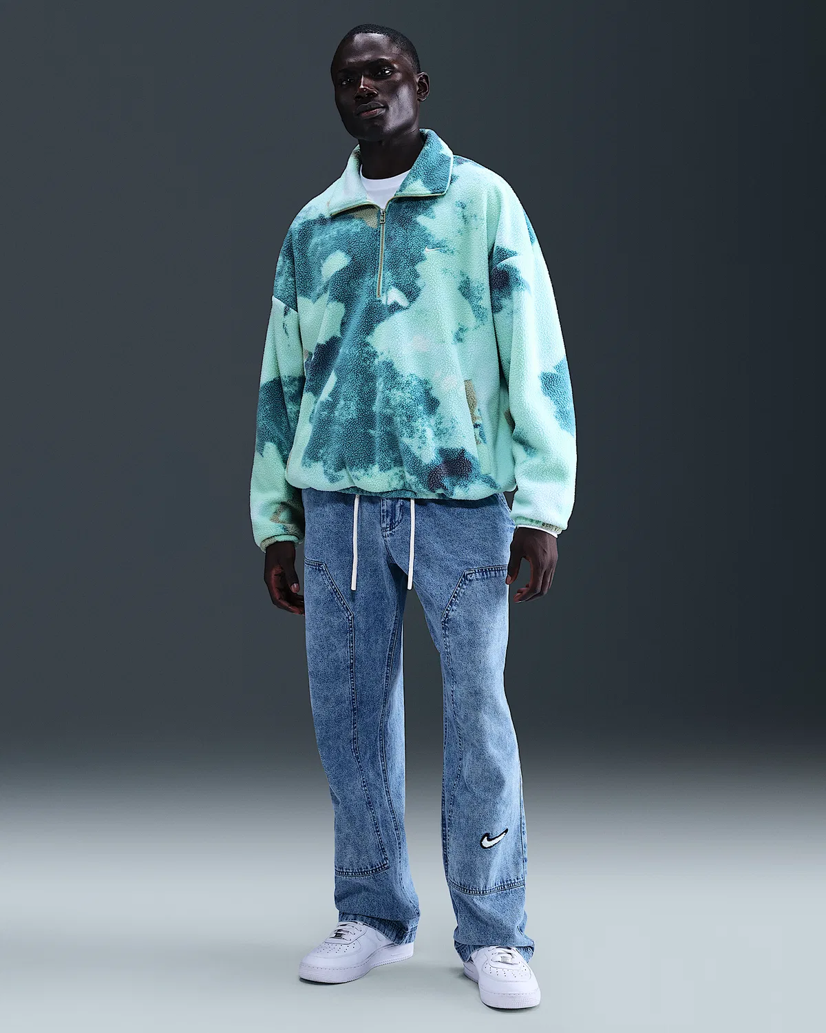Мужская куртка Nike Therma-FIT с полузастежкой-молнией, Dusty Cactus/Pale Ivory — фото 4