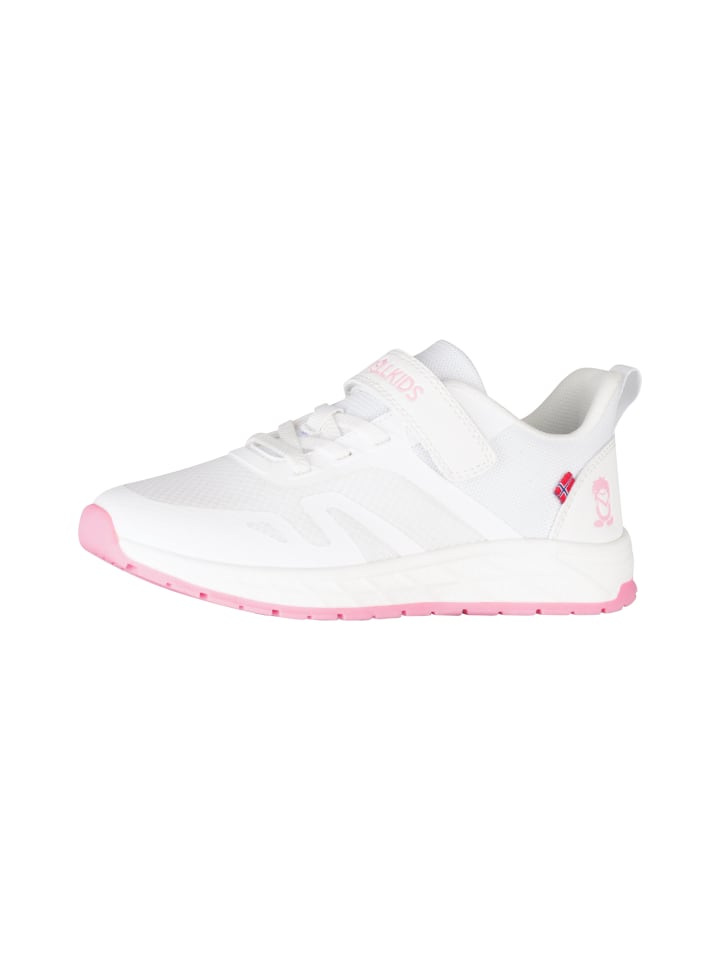 

Кроссовки на шнуровке Trollkids, цвет white/peony rose