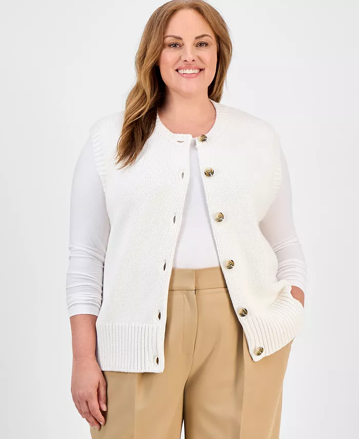 

Кардиган больших размеров Anne Klein, белый
