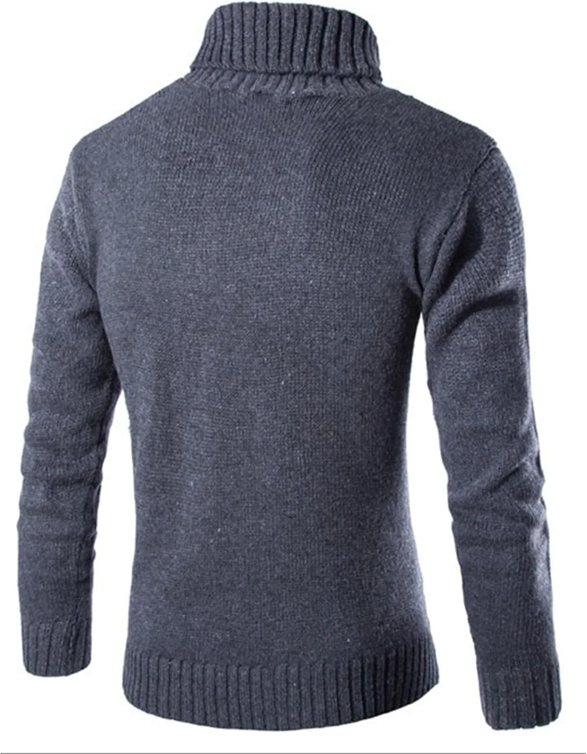 Мужской свитер Slim Fit с воротником-стойкой и косой вязкой — фото 4