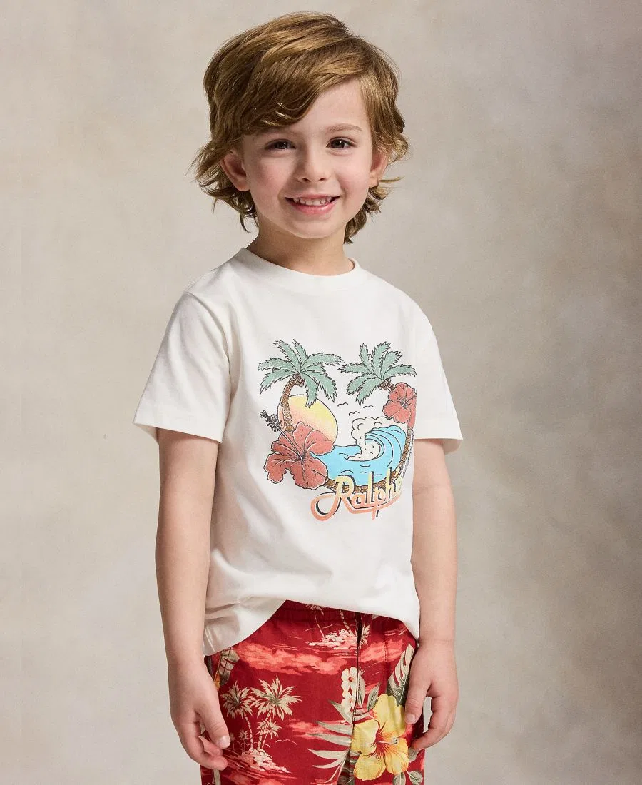 Детская футболка с коротким рукавом и графическим принтом, размер 2-7 Polo Ralph Lauren, белый