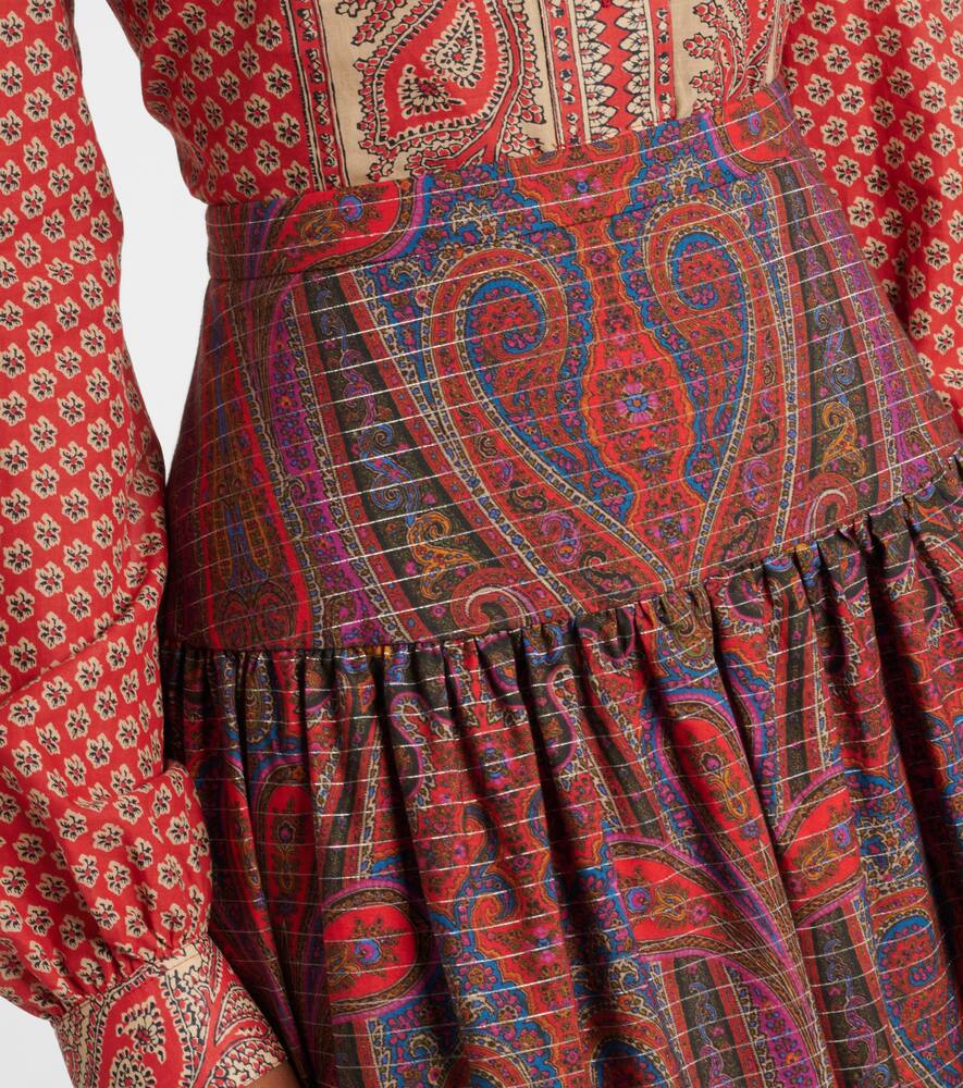 Павловий хлопковый макси-юбка с завышенной талией Valentino, Multicolor/Nero-Oro — фото 4