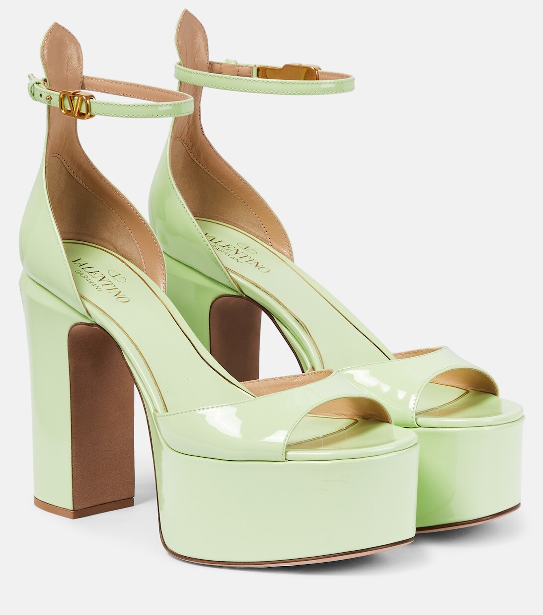 Босоножки на платформе из лакированной кожи с логотипом VLogo Valentino Garavani, зеленый