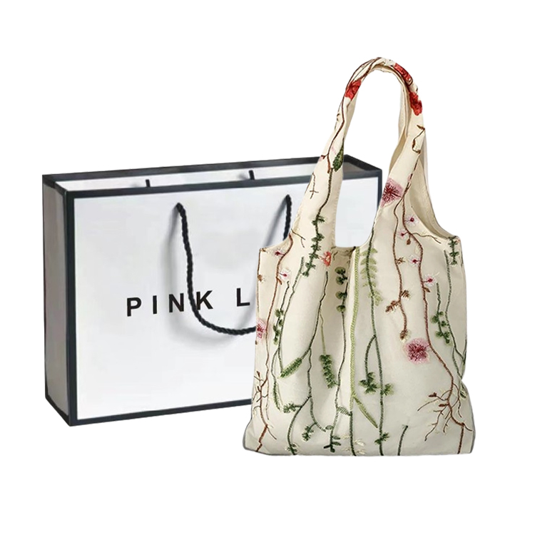 

PINK·LAND Сумка через плечо, Aquatic Plants Embroidery Canvas Bag