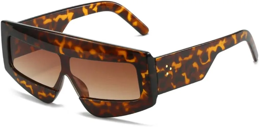 

Модные солнцезащитные очки Polygon Square для женщин, винтажные, желейные, с защитой от УФ-излучения UV400; для мужчин цельные, с заклепками UATXTAU, Leopard