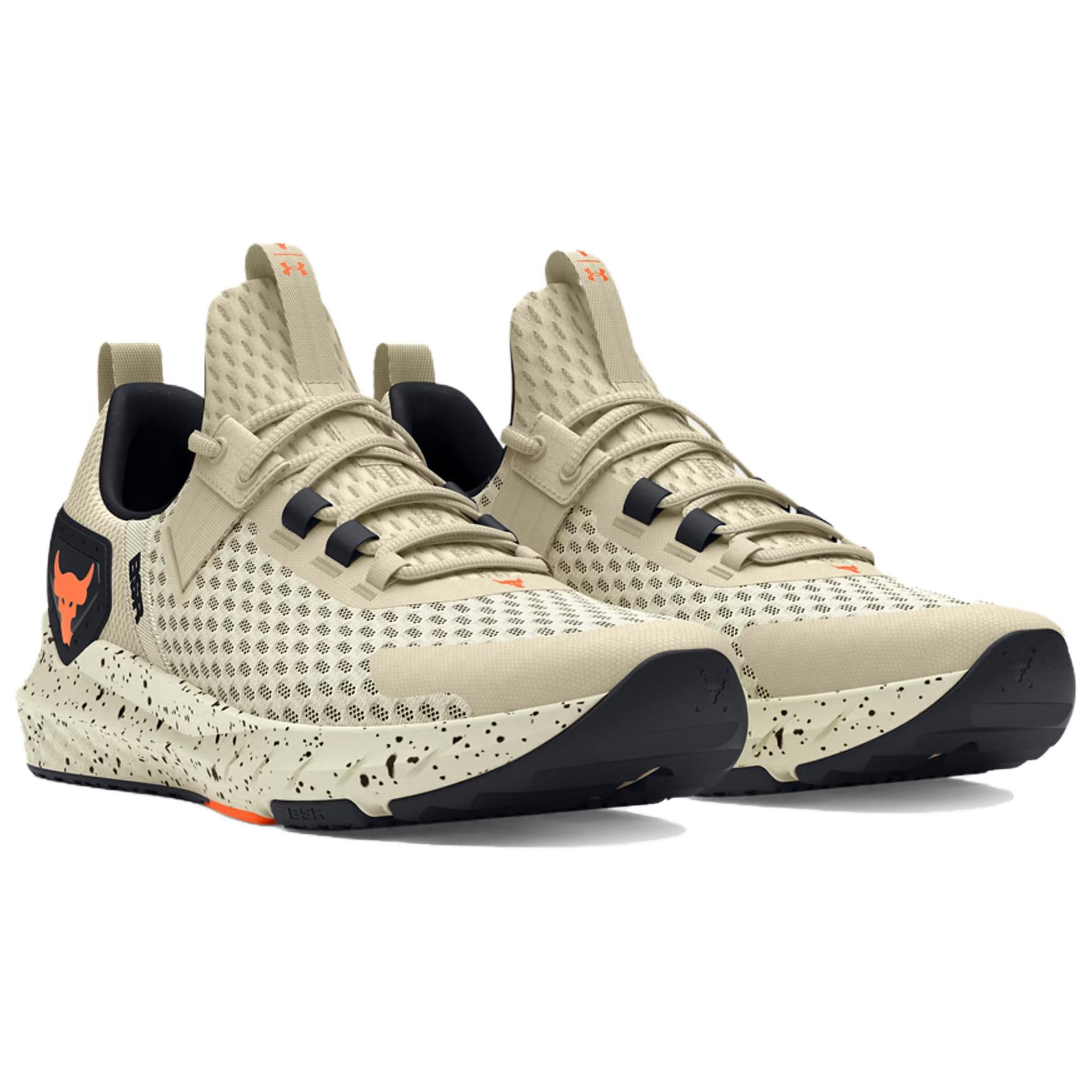 

Project Rock BSR 4 Дышащие низкие кроссовки для тренировок мужские бежево-черные Under Armour