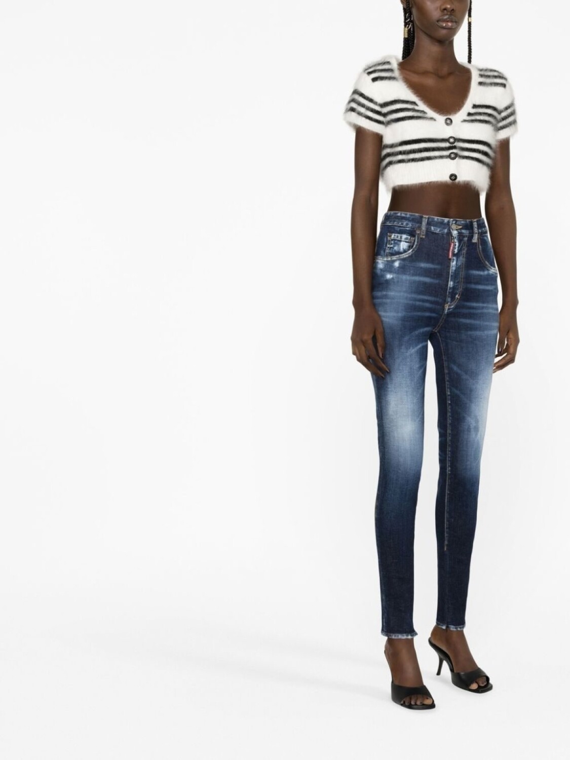 Dsquared2 high-waisted faded skinny jeans, синий — фото 4