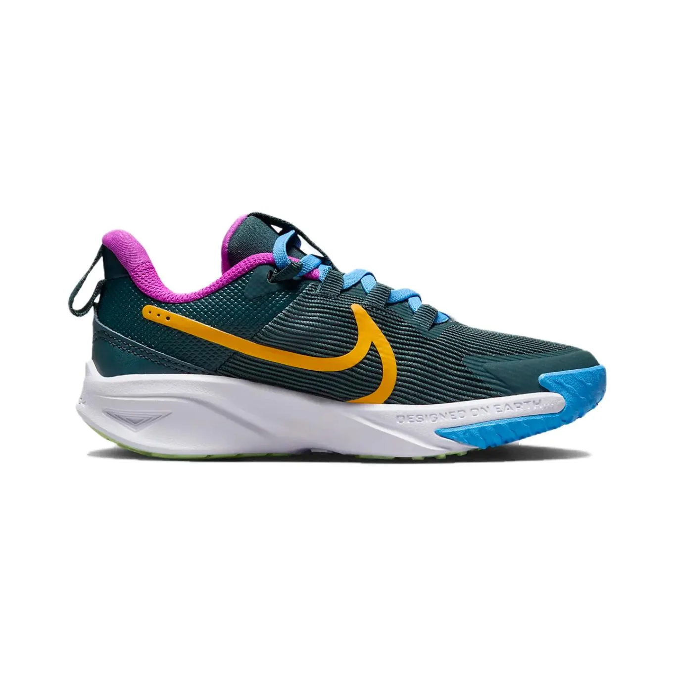 Nike Star Runner 4 Cushioning, Wear Resistant низкие детские кроссовки для бега Green Purple для детей 3-7 лет — фото 3