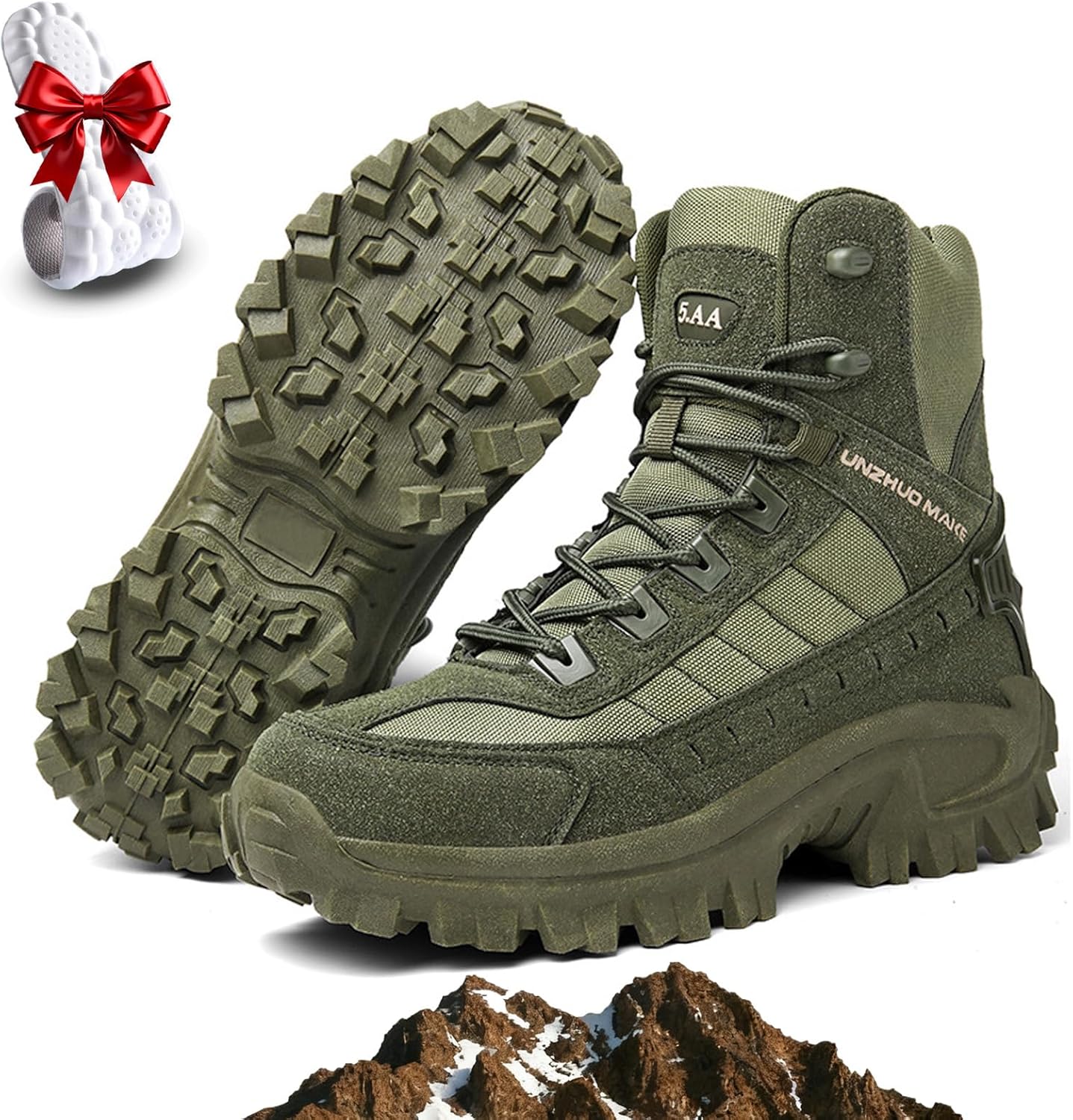 

Ботинки для мужчин водонепроницаемые и устойчивые к проколам для походов. Мужские ортопедические, поддерживающие, устойчивые к проколам ботинки с стельками Seruvini, зеленый