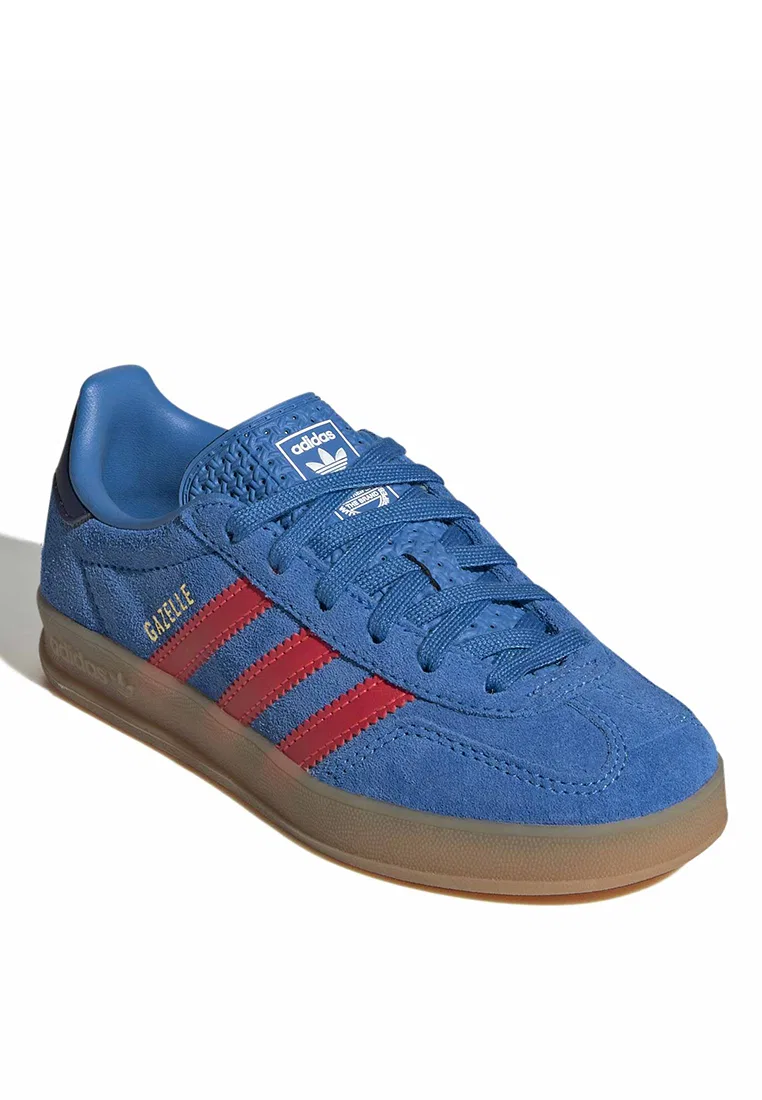 Кроссовки детские Gazelle Indoor, Adidas, красный/синий — фото 2