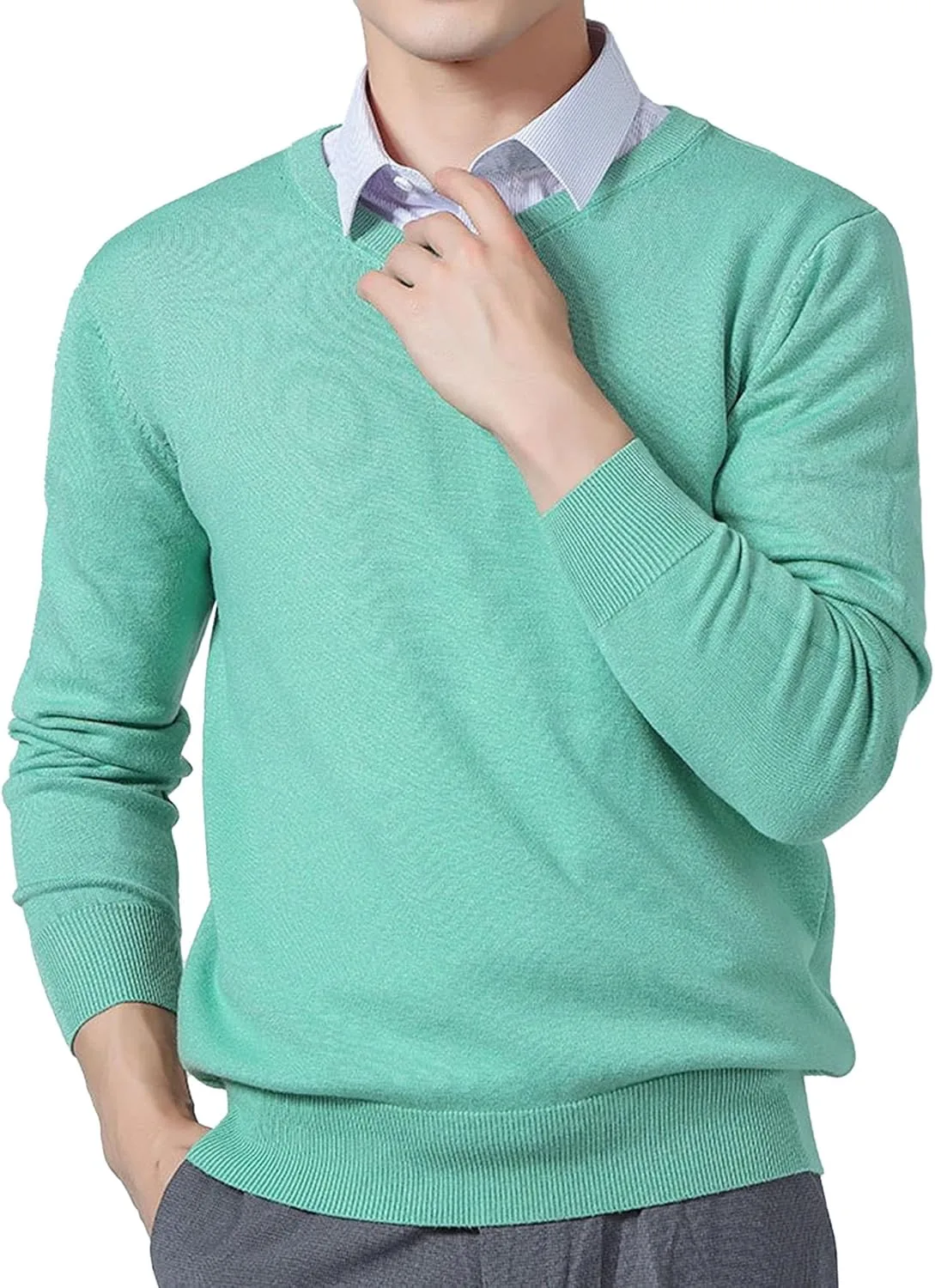 

Мужской повседневный свитер Maiyifu-GJ, однотонный, для многослойной носки