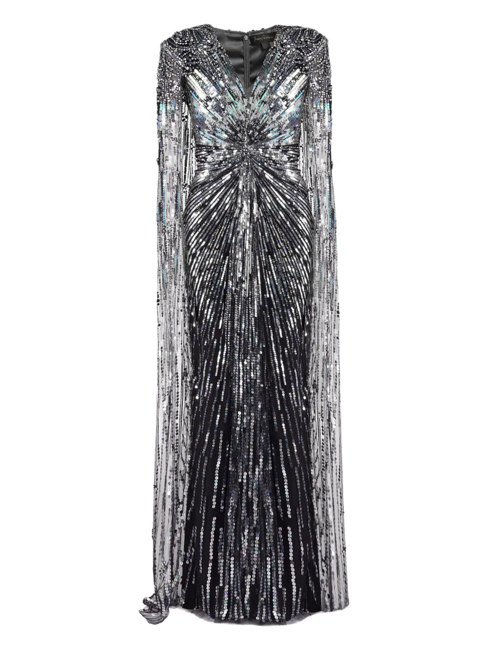 

Платье макси с пайетками и кейпом Jenny Packham, черный