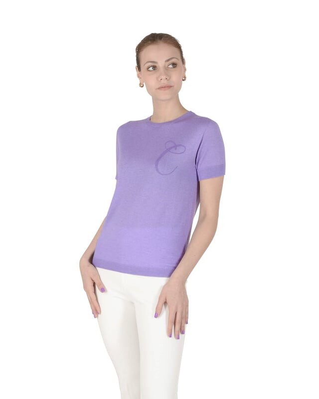 

Короткий рукав арт 003 s буква c Crown Of Edinburgh Cashmere, фиолетовый
