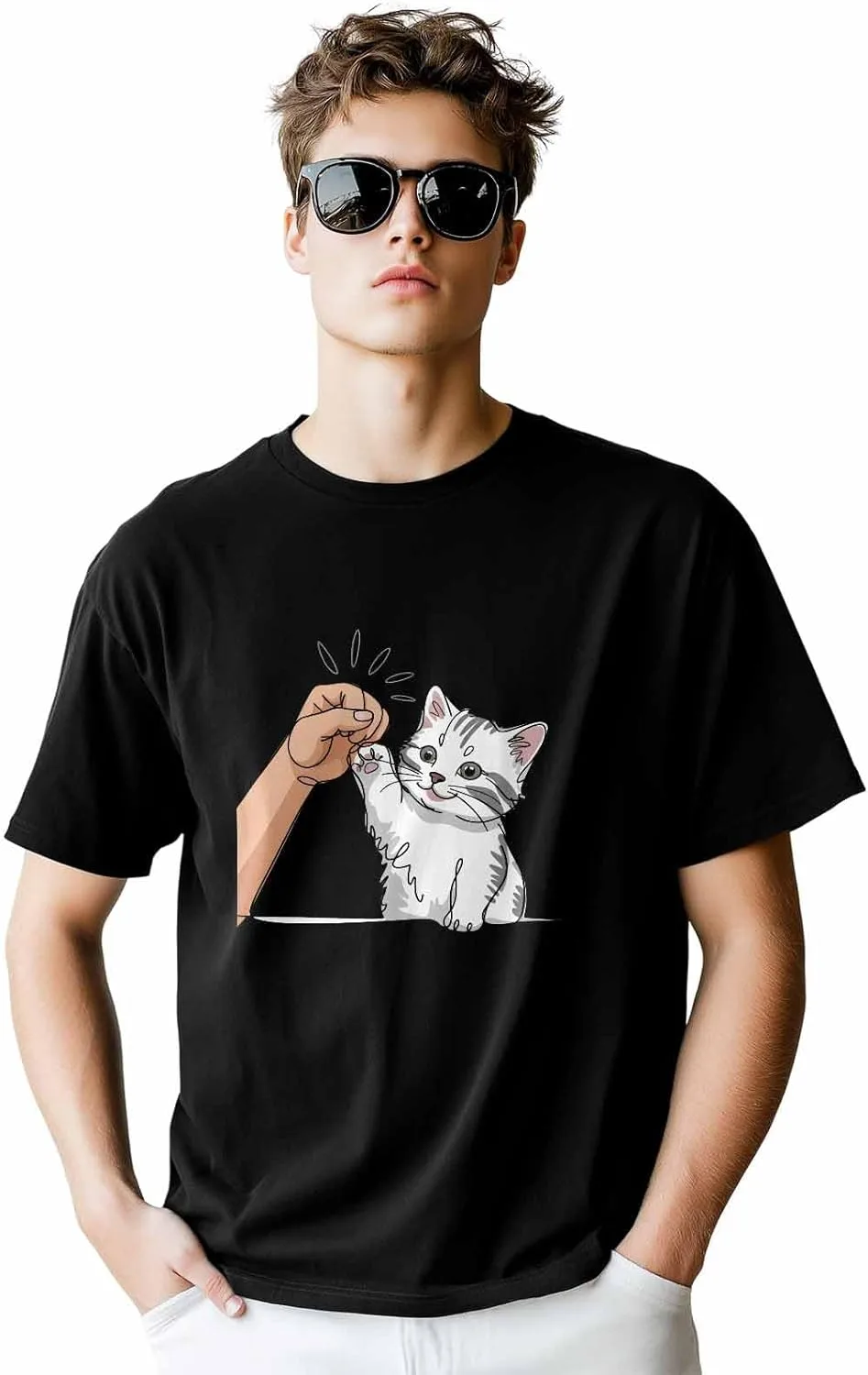 

Футболка мужская Cat Smack с принтом, хлопок, короткий рукав CosyBright