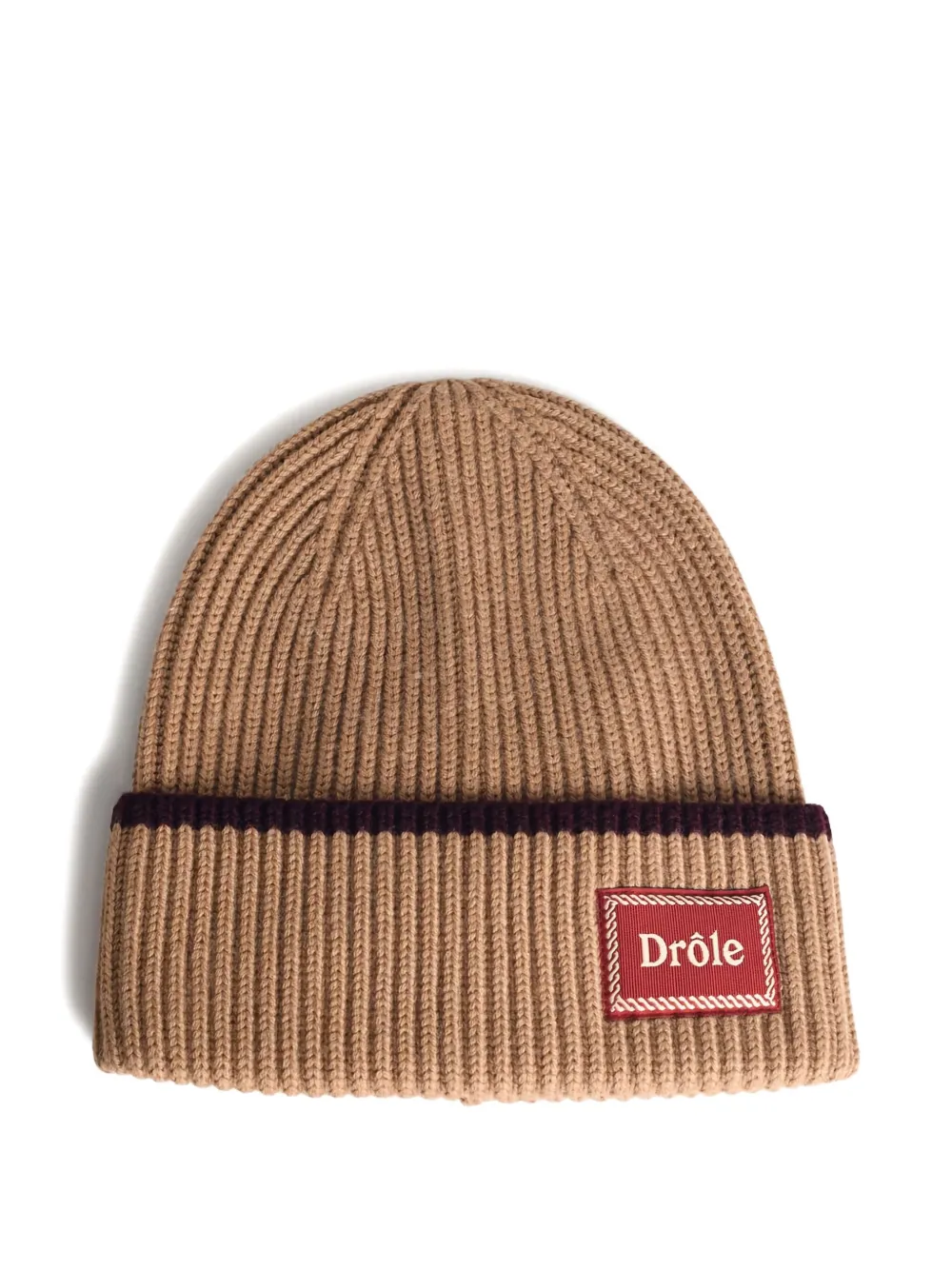 

Шапка-бини с полосатой тканой нашивкой Drôle De Monsieur, коричневый