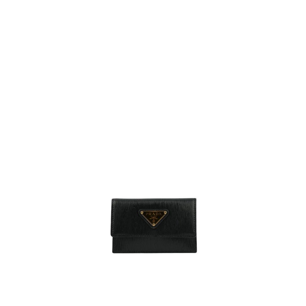 

Кожаный держатель для карт Prada, черный