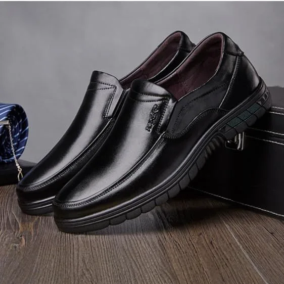Men's Fashionable Casual Business Leather Shoes - Anti-Slip Comfortable, Suitable All Seasons, Lightweight Breathable Fusecottc, черный — фото 4