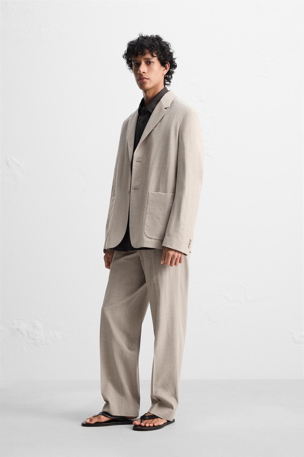 

Блейзер для костюма из 100% шерсти ZARA, бежевый