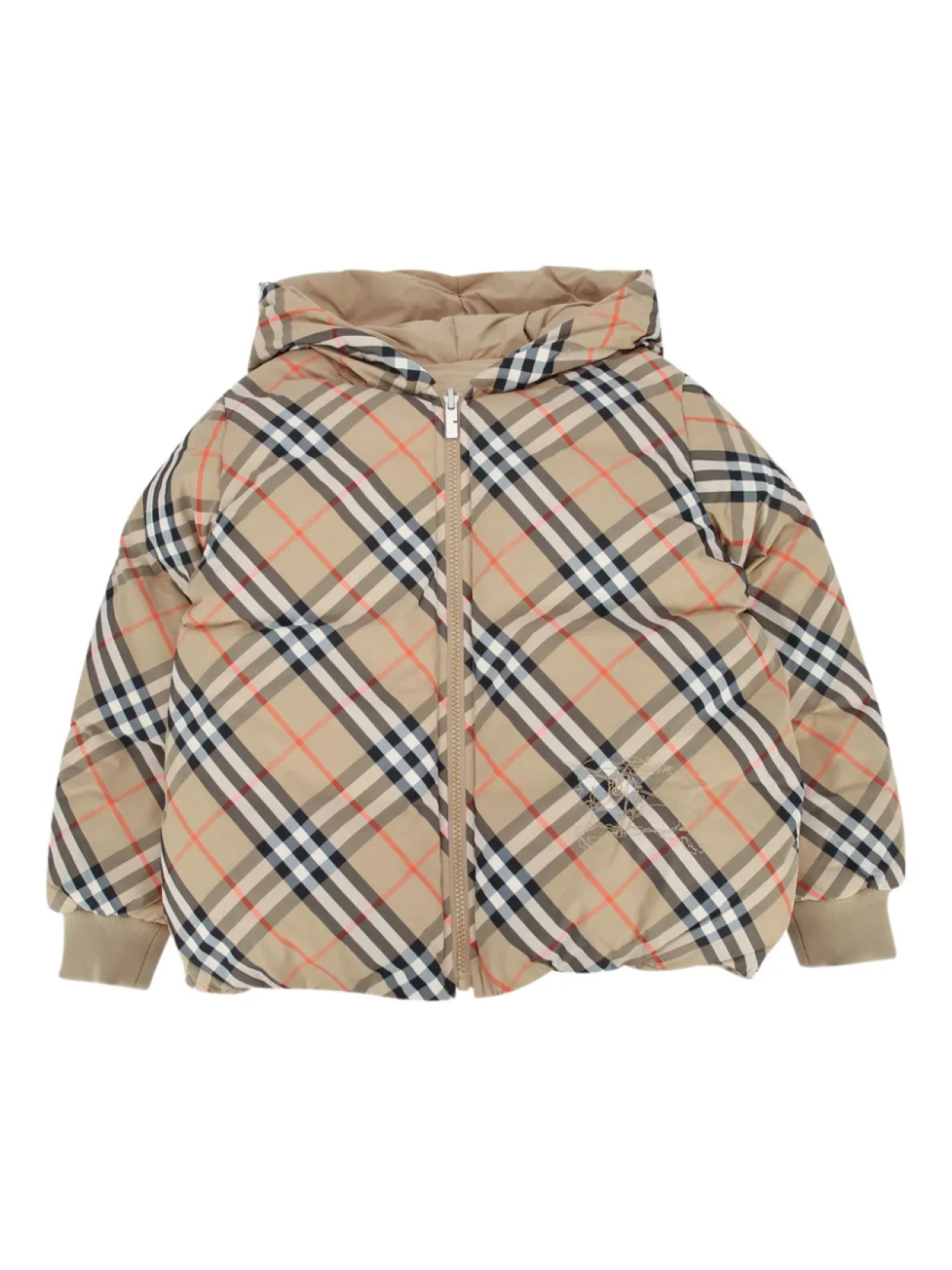 

Пуховик в клетку Burberry Kids, нейтральный