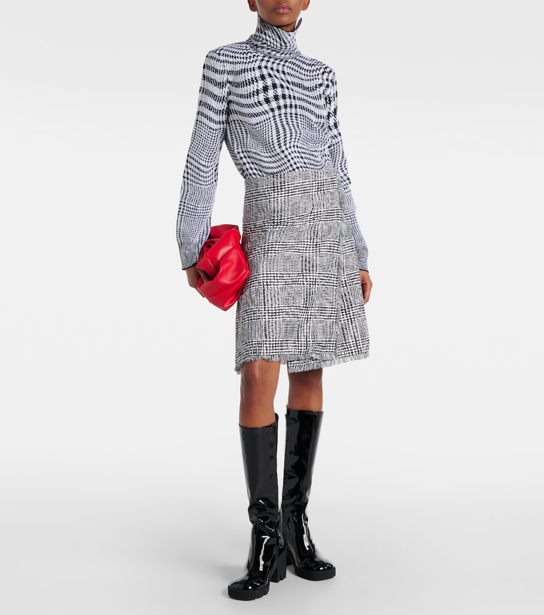 Свитер Burberry, женский, серый, узор гусиные лапки — фото 2