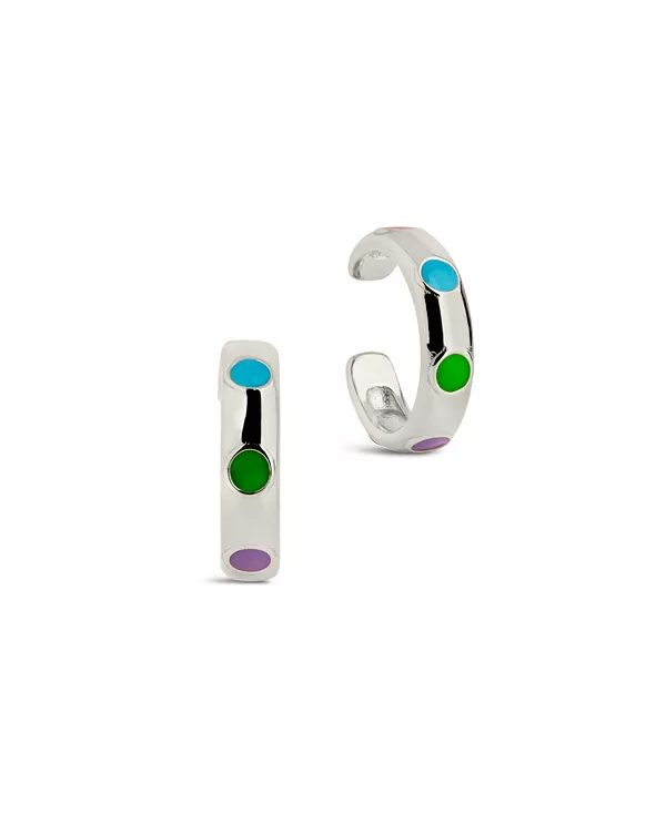 

Набор из 2 сережек-каффов с эмалевым акцентом золотистого или серебристого оттенка Sterling Forever, silver