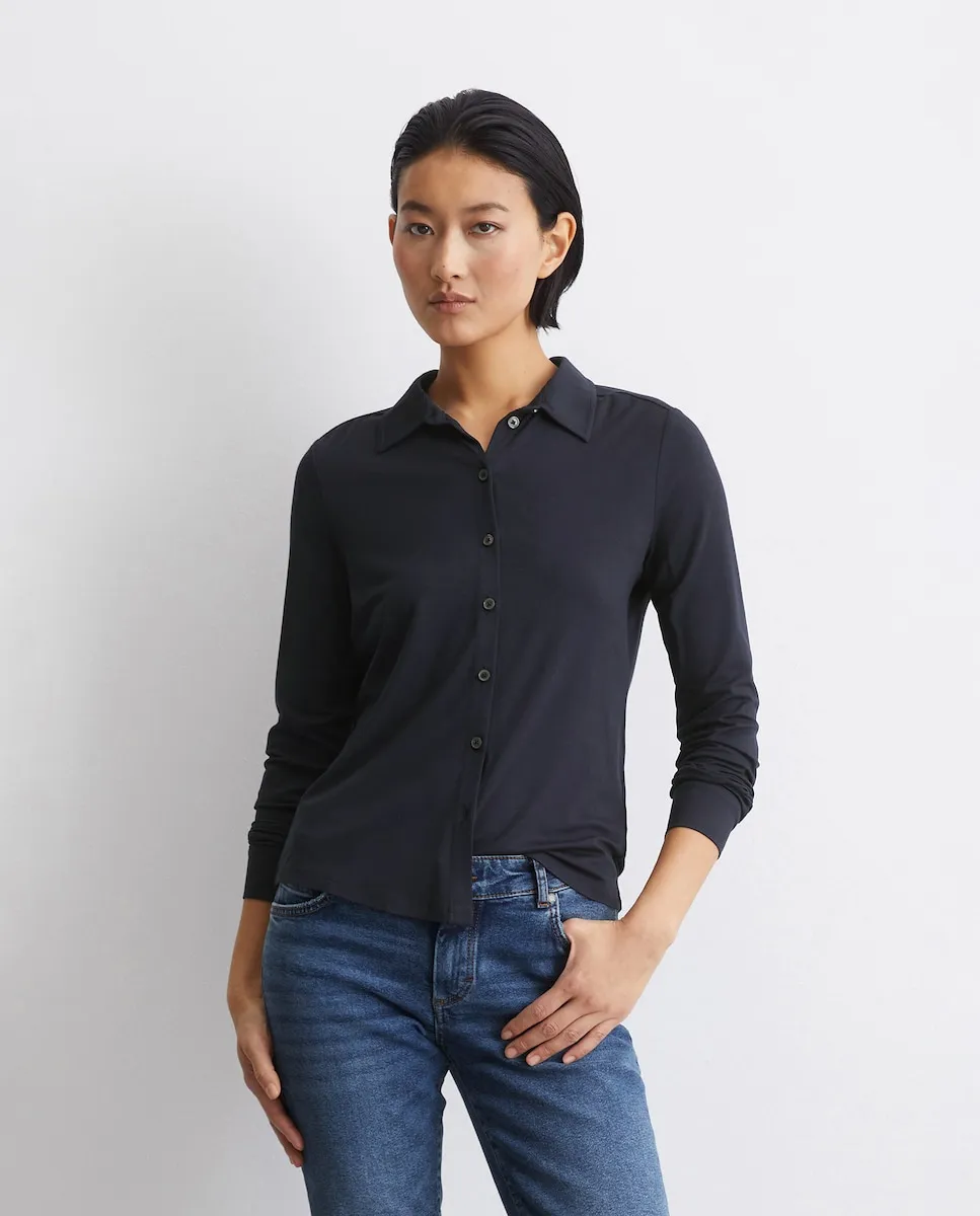 

Женская блузка обычного кроя из трикотажа LENZING ECOVERO MARC O'POLO, темно-синий