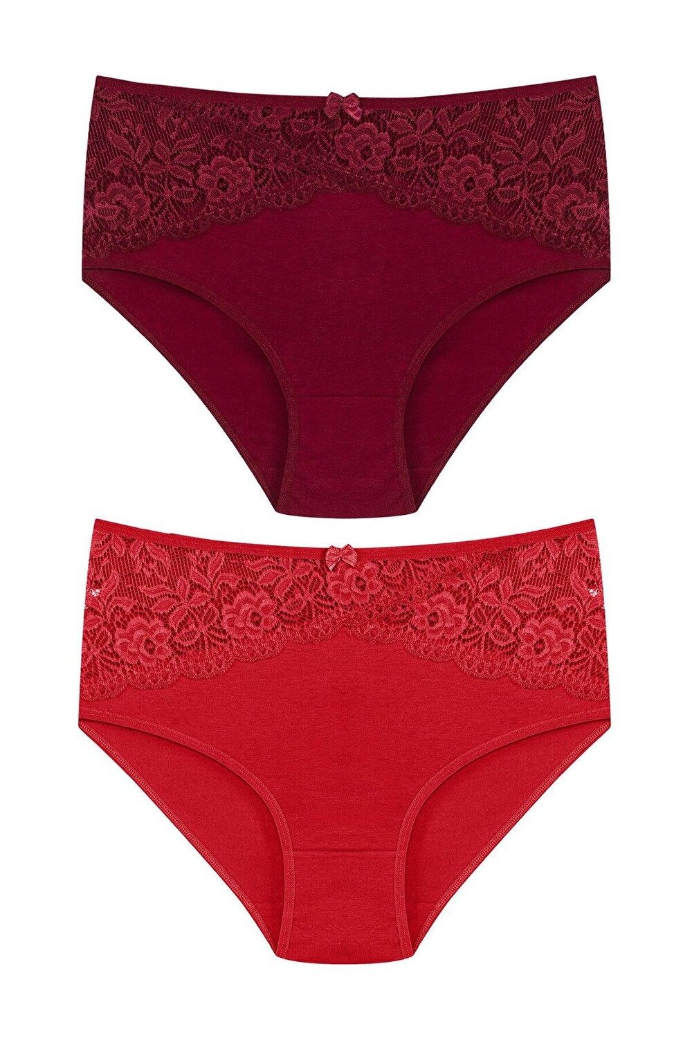 

Хлопковые женские трусики больших размеров с завышенной талией и перевернутым V-образным вырезом спереди, состоящие из 2 предметов HNX, бургундия