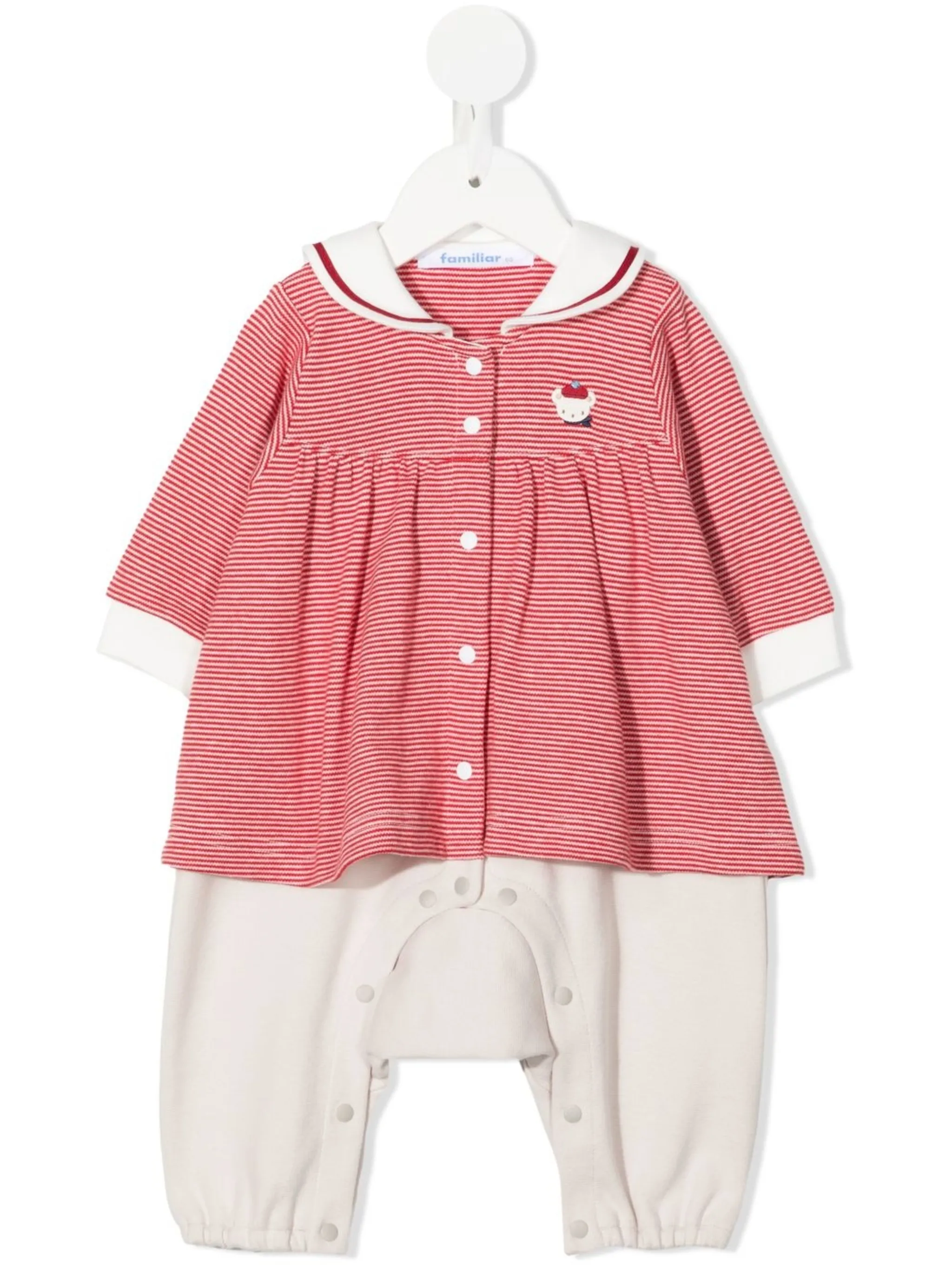 

Полосатое платье с вышитым логотипом Familiar, красный