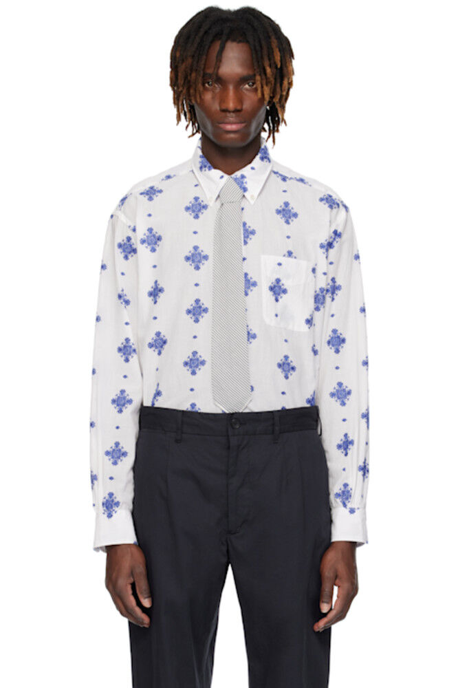 

Бело-синяя рубашка BD 19 века Engineered Garments
