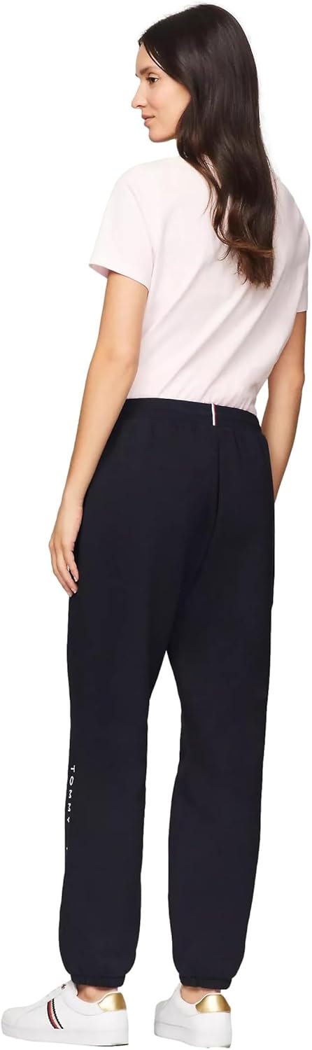 Женские зауженные флисовые спортивные брюки-джоггеры Tommy Hilfiger, Desert Sky Navy. — фото 2