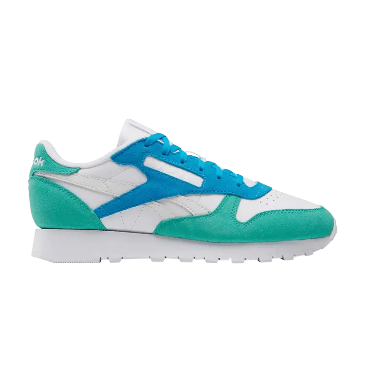 

Кроссовки Reebok Wmns Classic Leather White Unleashed Green, бирюзовый