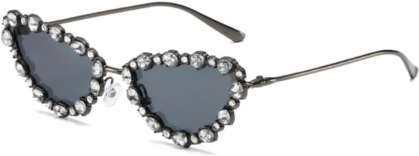 

Солнцезащитные очки с защитой UV400 | Металлические петли "кошачий глаз" в форме бриллианта | Для женщин и мужчин | Для занятий спортом на открытом воздухе и вождения DSVIGF, Gun Black