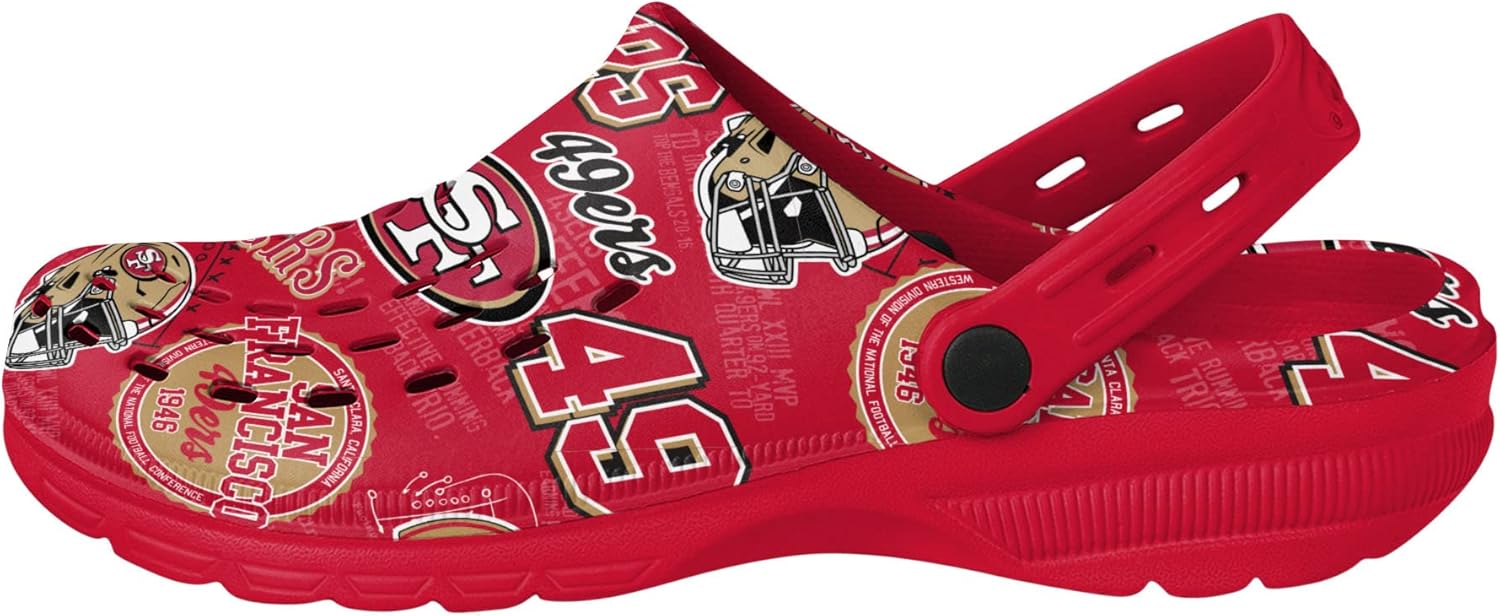 Сабо с ремешком FOCO Arizona Cardinals NFL для мужчин с историческим принтом, San Francisco 49ers Historic Print With Strap — фото 2