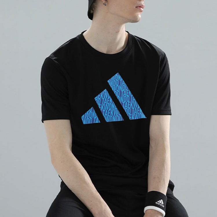 Футболка унисекс черная/синяя Adidas, черный/синий — фото 3