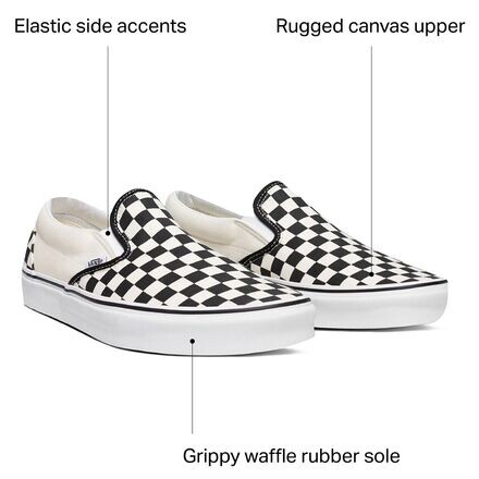 Классическая обувь без шнуровки Vans, цвет Black And White Checker/White — фото 2