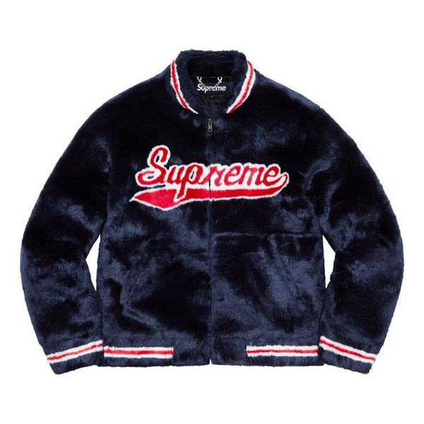 

Куртка ss20 week 1 faux fur varsity jacket Supreme, синий