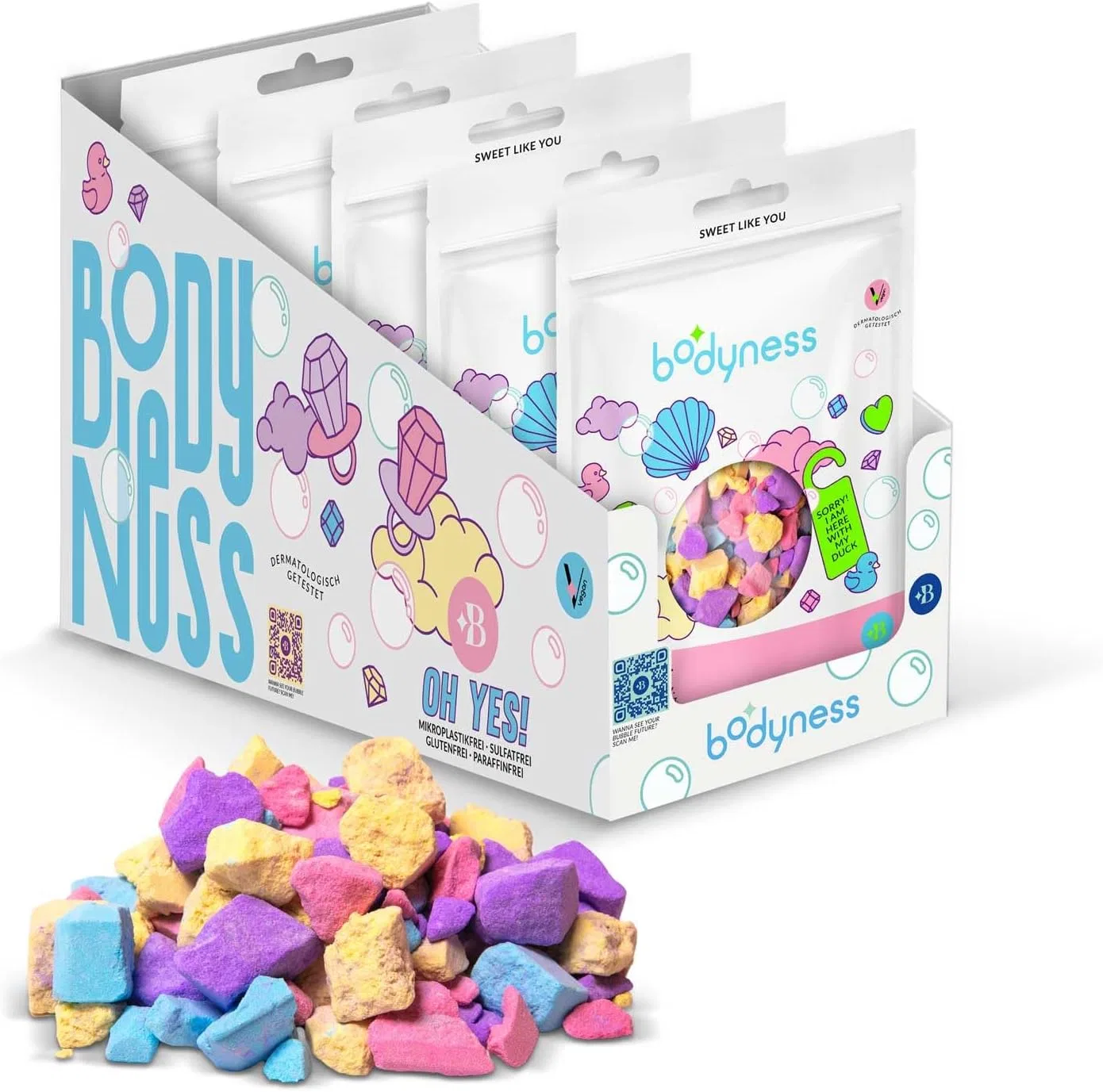 Набор из 5 шипучих солей для ванн BODYNESS Sugar Rush с ароматом сахарной ваты Bodyness, Sugar Rush Bath Sprinkles Pack Of 5