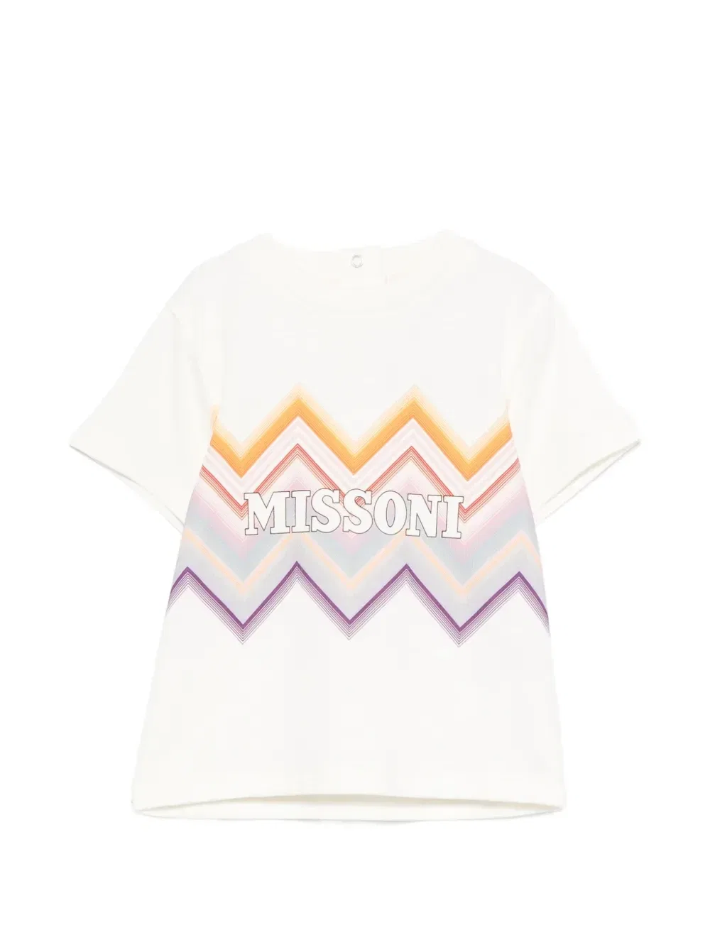 Футболка хлопковая с зигзагообразным принтом и логотипом Missoni Kids, белый
