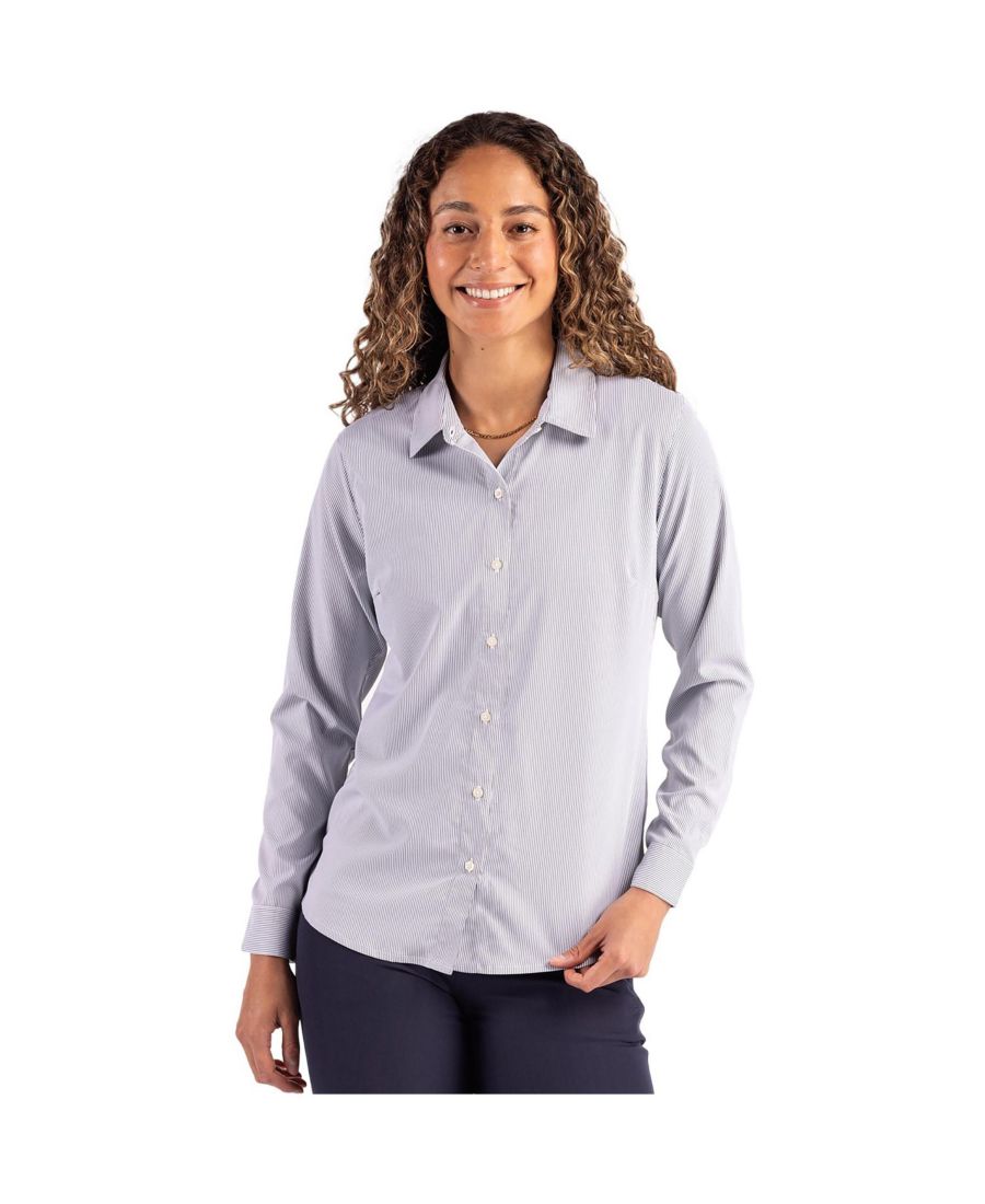 

Женская рубашка с длинными рукавами Skyline Epic Confidence в полоску Cutter & Buck, Elemental grey/white