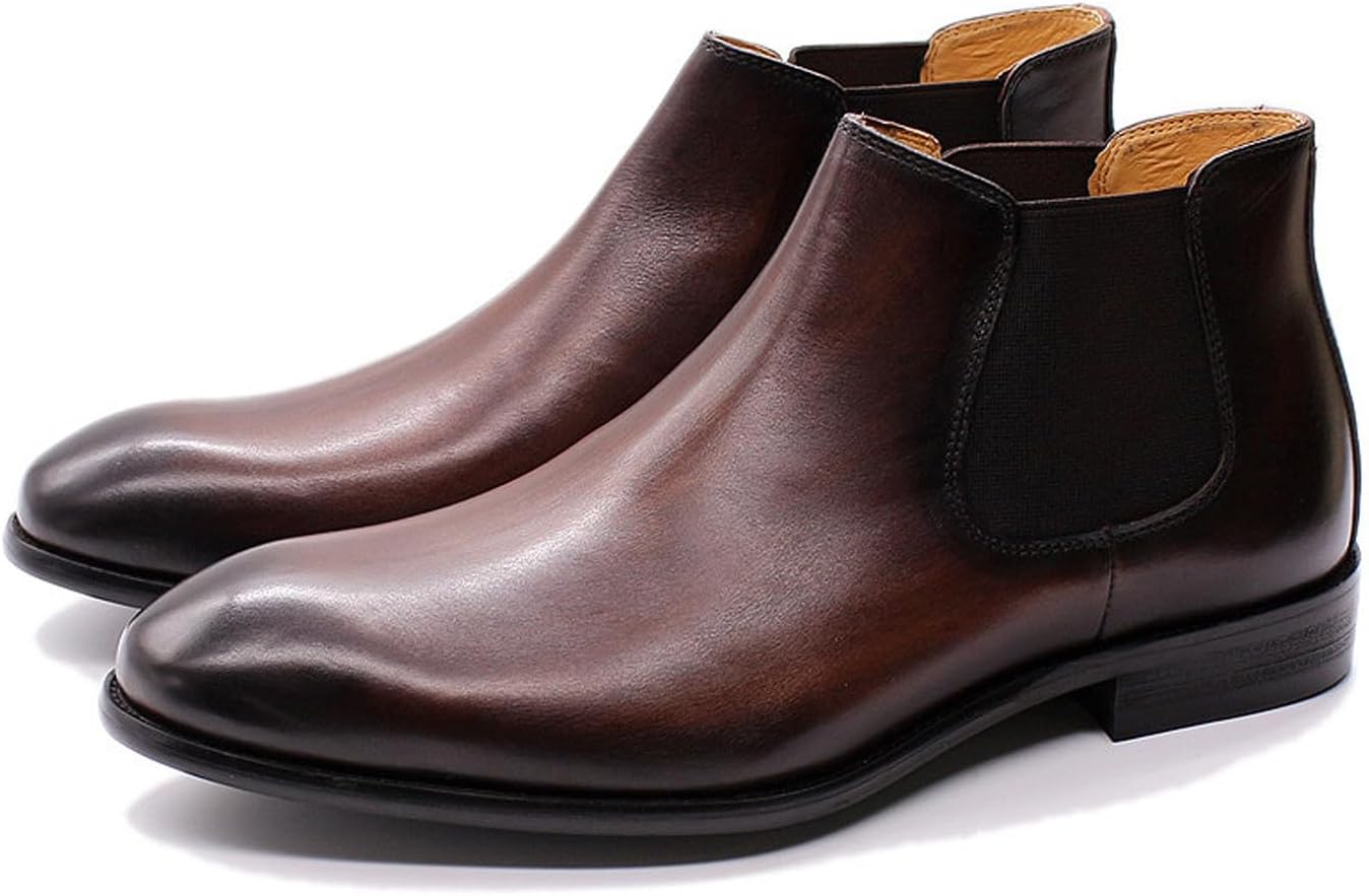 

Мужские ботинки челси Santimon- повседневные ботинки из натуральной кожи с эластичной вставкой и удобным надеванием, идеально подходящие для деловых встреч, офиса, свадеб и неформальных мероприятий, Coffee