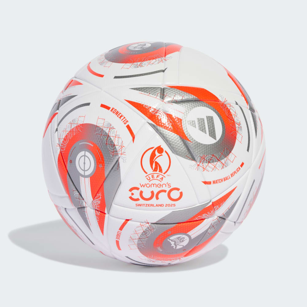 

Футбольный мяч Adidas UEFA Women's EURO25 Final League Ball, цвет White/Silver Metallic/Multi/Lucid Lemon