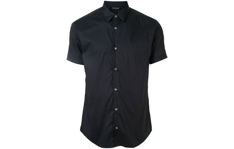 

Рубашка с коротким рукавом и вышитым логотипом EMPORIO ARMANI, синий