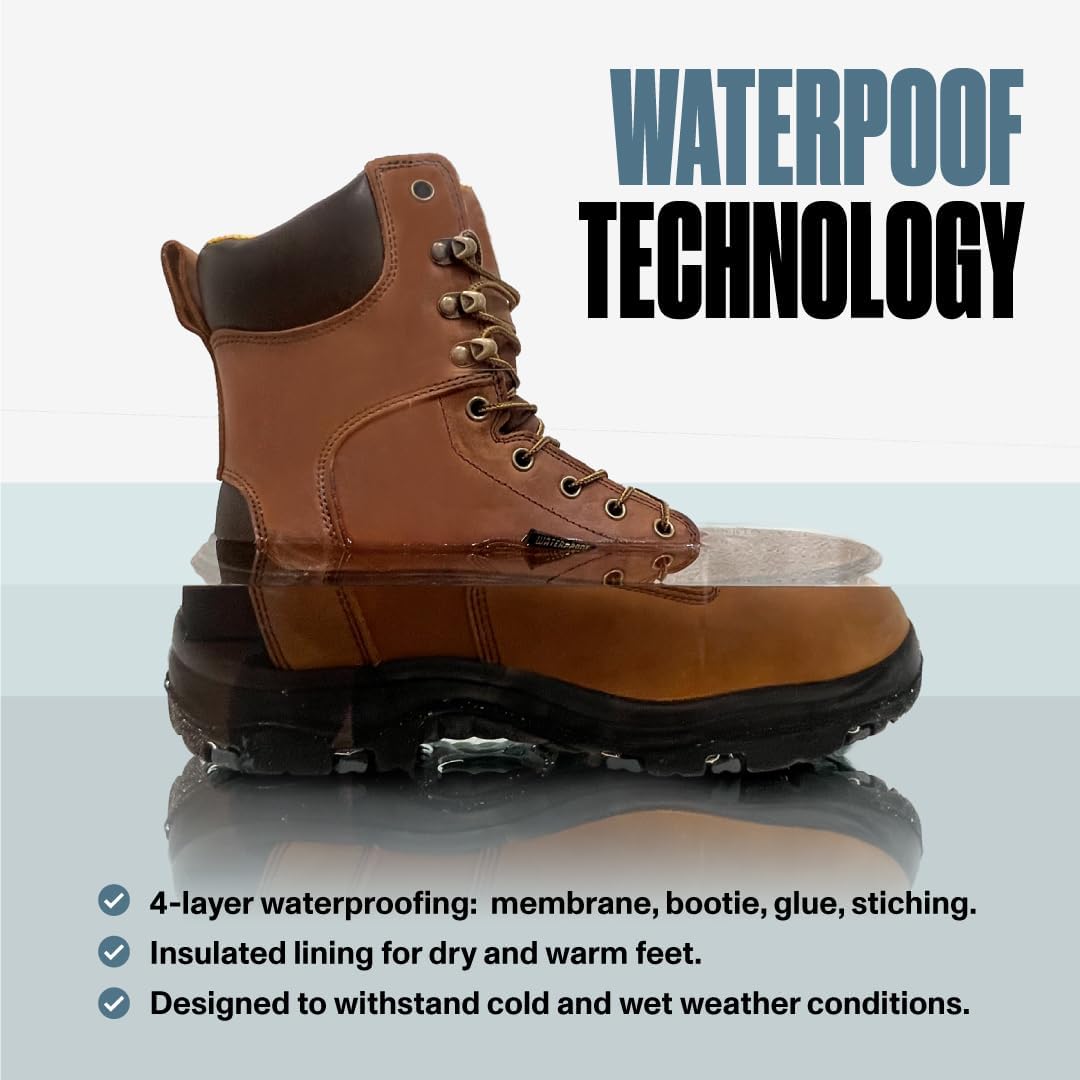 Мужские водонепроницаемые кожаные ботинки EVERBOOTS Ultra Dry, легкие ботинки до щиколотки для строительства, кровельных работ, охоты и зимних походов Ever Boots, темно-коричневый — фото 2