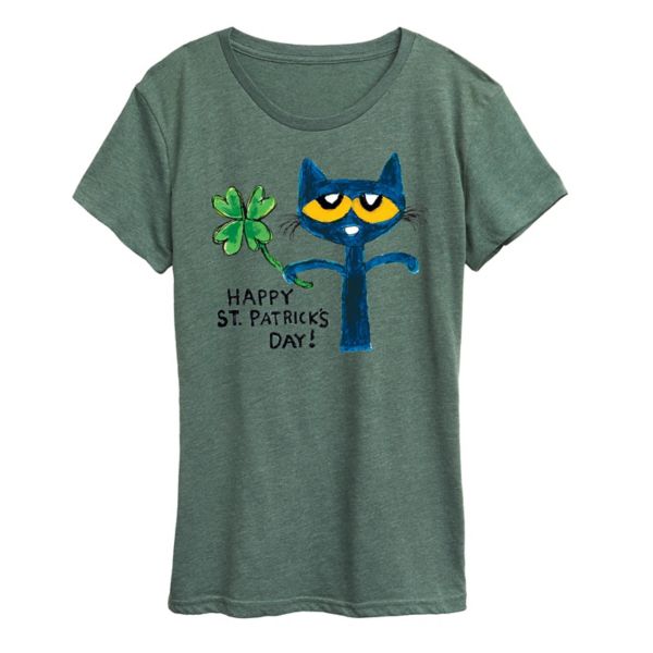 

Женская футболка с принтом "Pete the Cat" ко Дню святого Патрика Licensed Character, зеленый