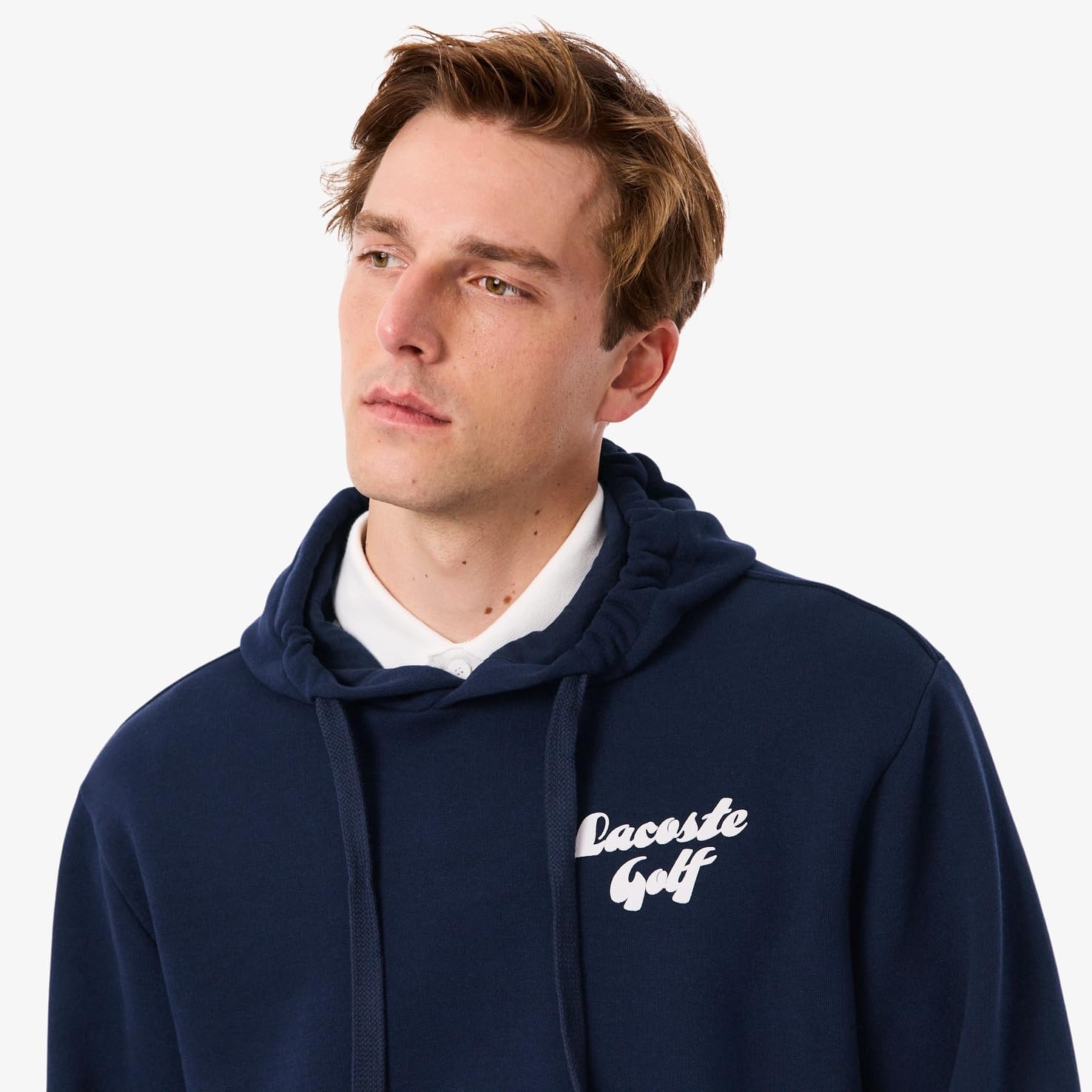Мужская толстовка Lacoste (официальная) с принтом игрока на спине, темно-синий — фото 3