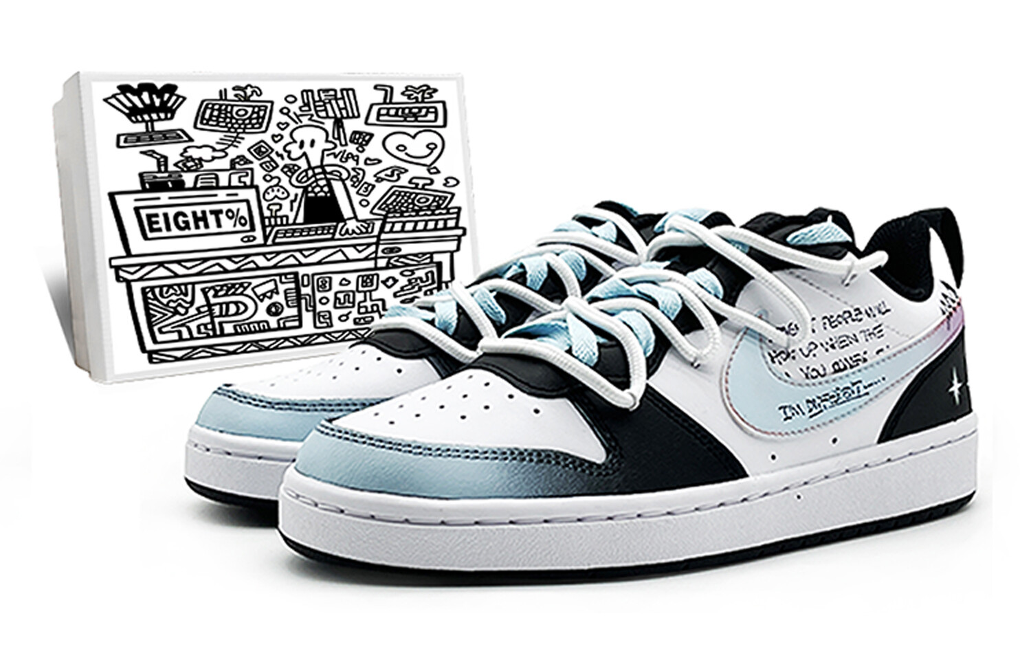 

Кроссовки Nike Court Borough Skateboarding Shoes Women's Low-top Black/blue/white, черный